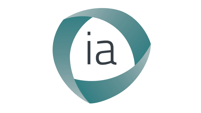 Bokstavene IA vises inni en grønn sirkel. Dette er logoen for inkluderende arbeidsliv. Illustrasjon.